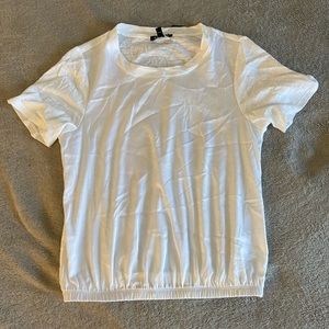 Plain white tee with satin front